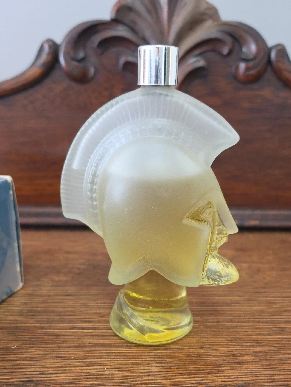 Avon Helmet-Shaped Frosted Glass Bottle - Decorative Accent